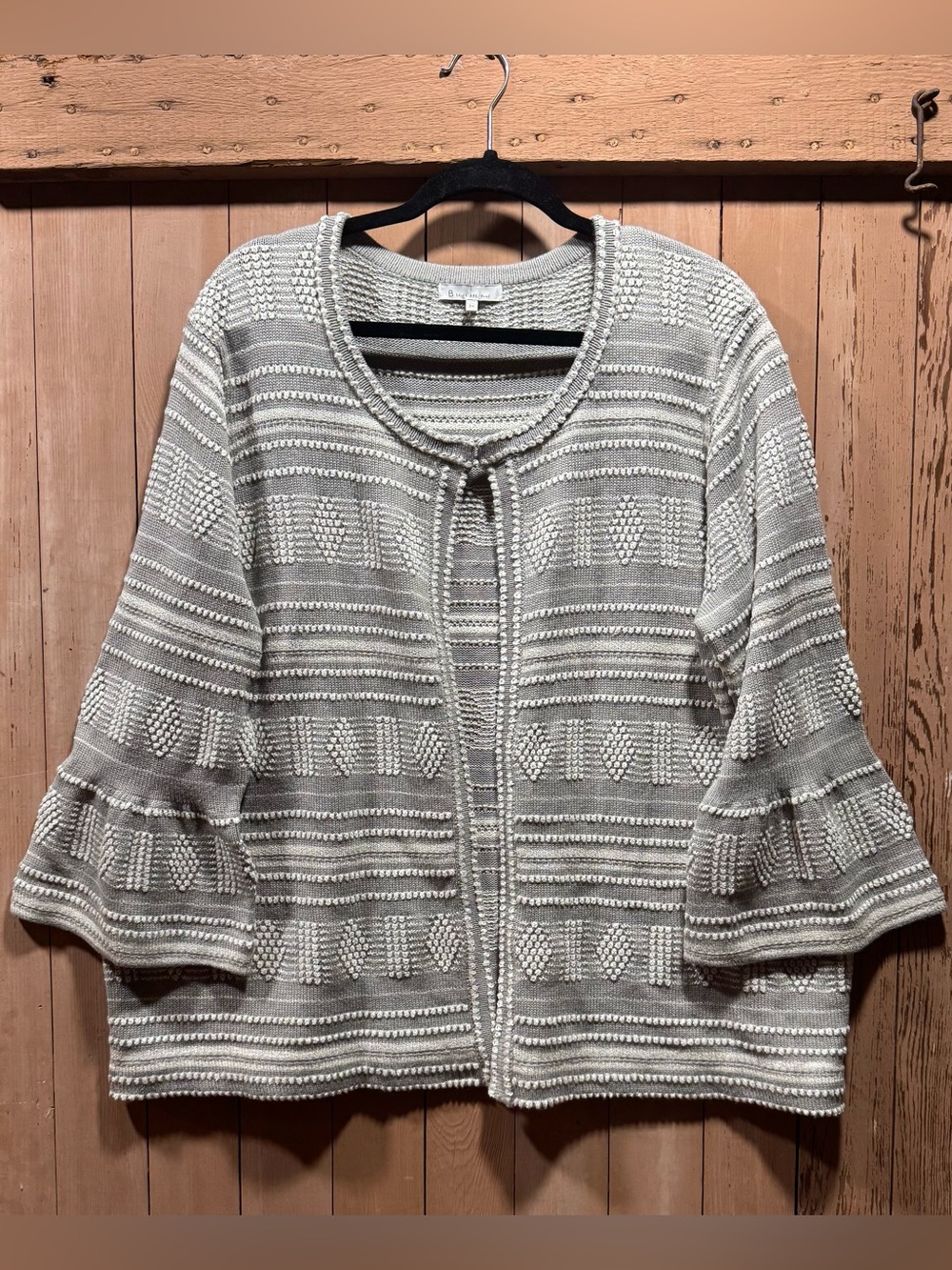 Urban Outfitters Skies Are Blue Gray & Cream Textured Knit Cardigan